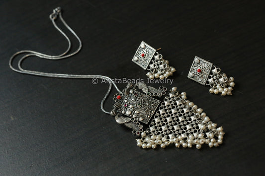 Silver Tone  Necklace Set - Multicolor