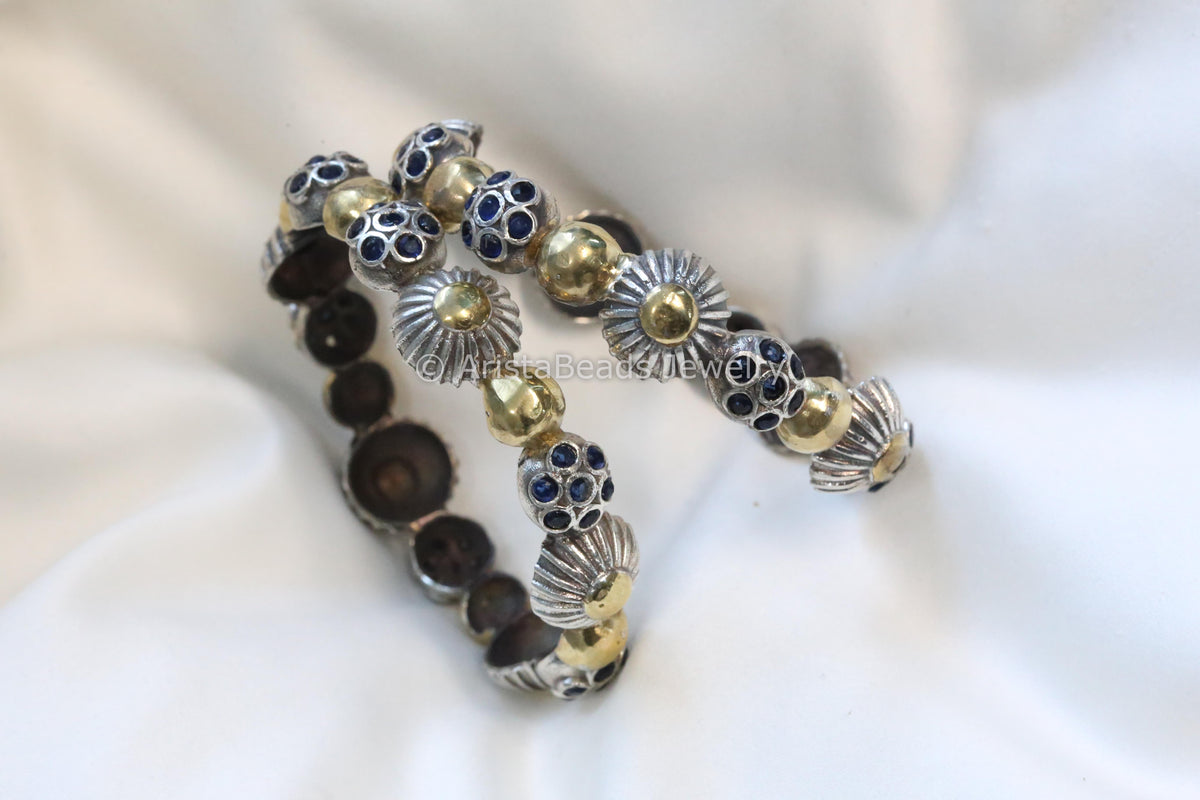 Dual Tone Pacheli Bangle Set - Blue (2.6)