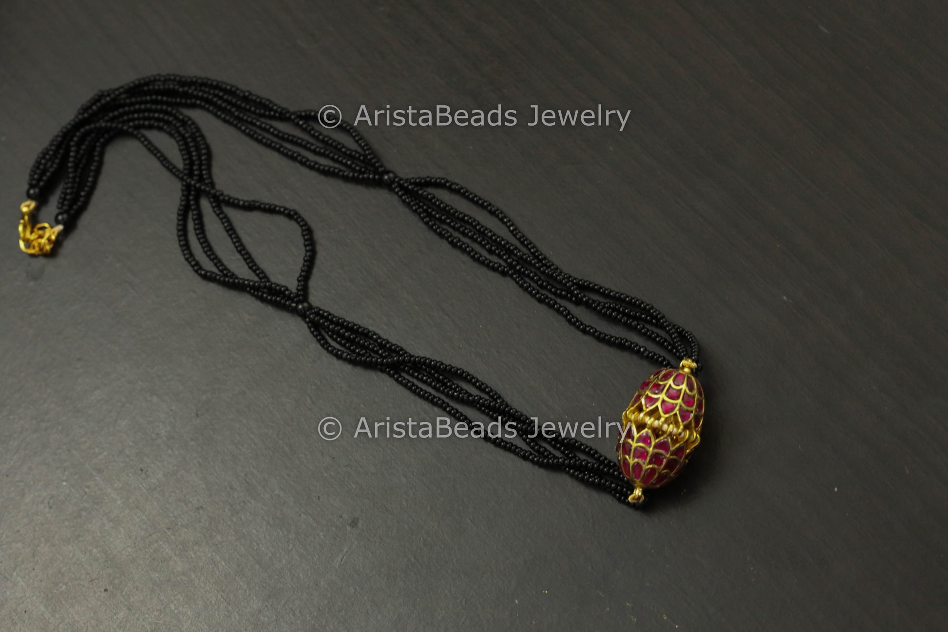 Multi Strand Jadau Pendant Necklace
