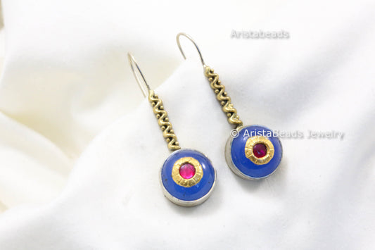 925 Sterling Silver Dual Tone Tanzanite Earrings