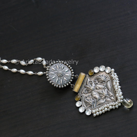 Silver Look Necklace - Yellow