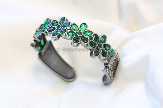 Silver Look Cuff - Green