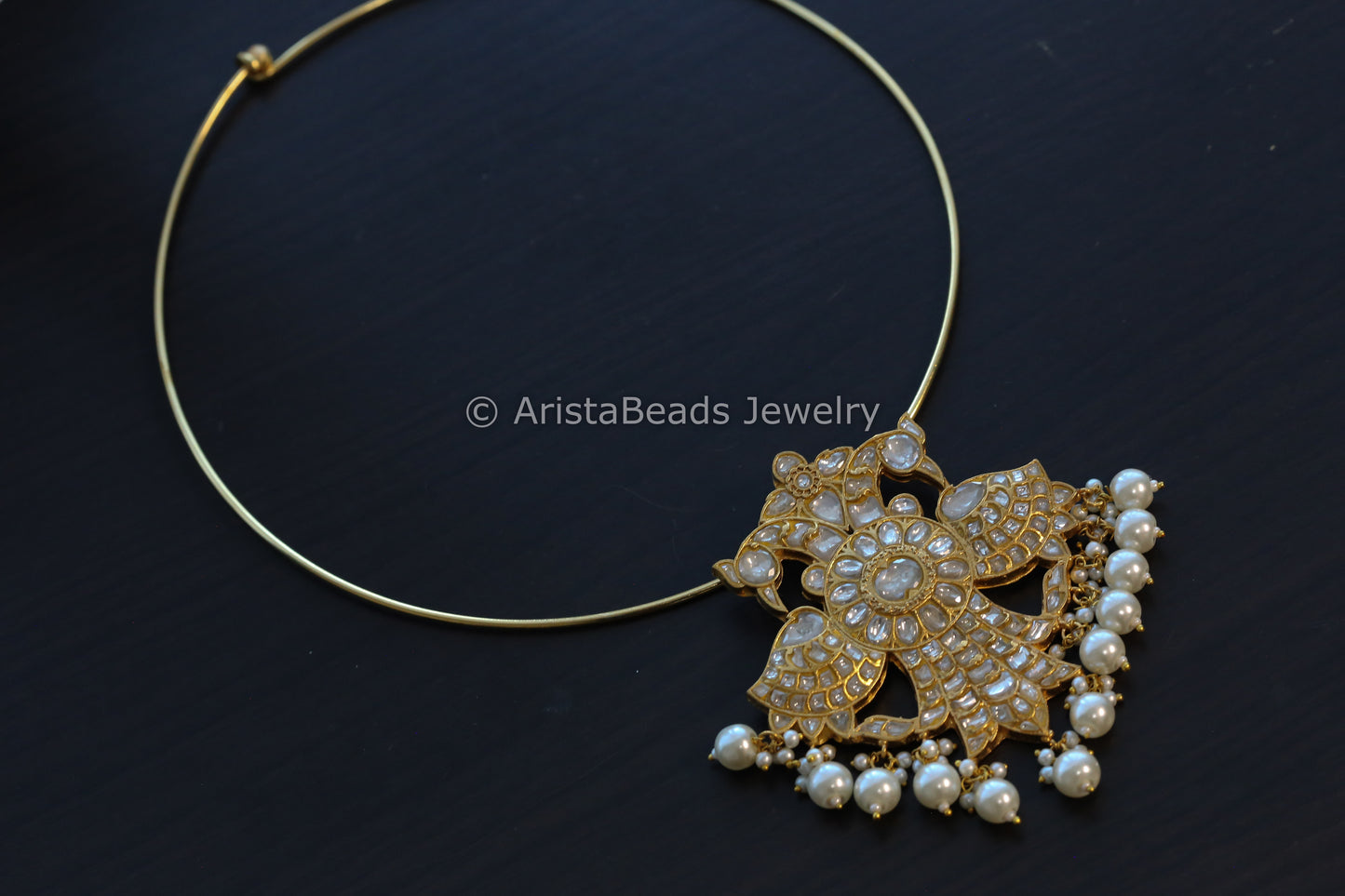 Silver Replica Clear Jadau Pendant Necklace
