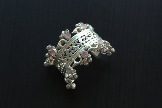 Silver Look Cuff- Pink