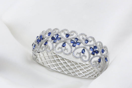 Blue CZ Bracelet Bangle (Openable)