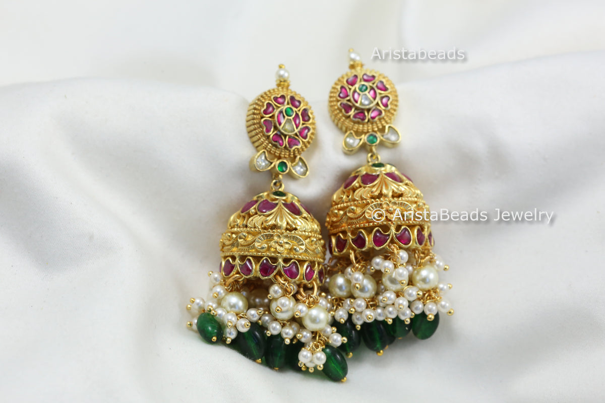 Nakshi Jadau Kemp Kundan Jhumka