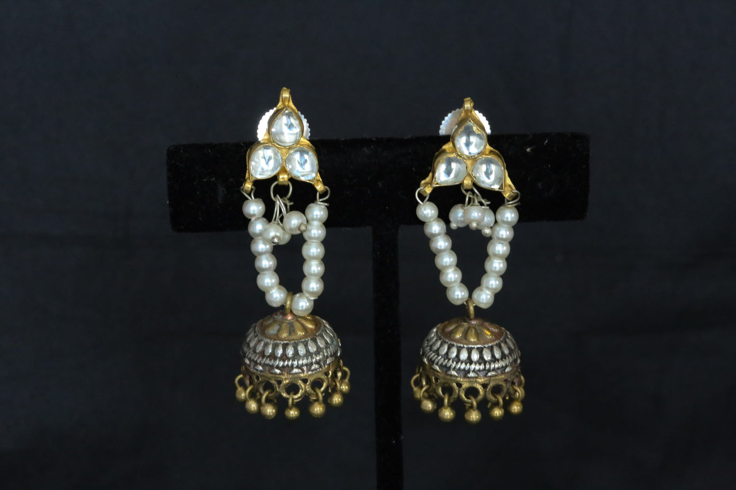 Kundan Stud Pearl Jhumka