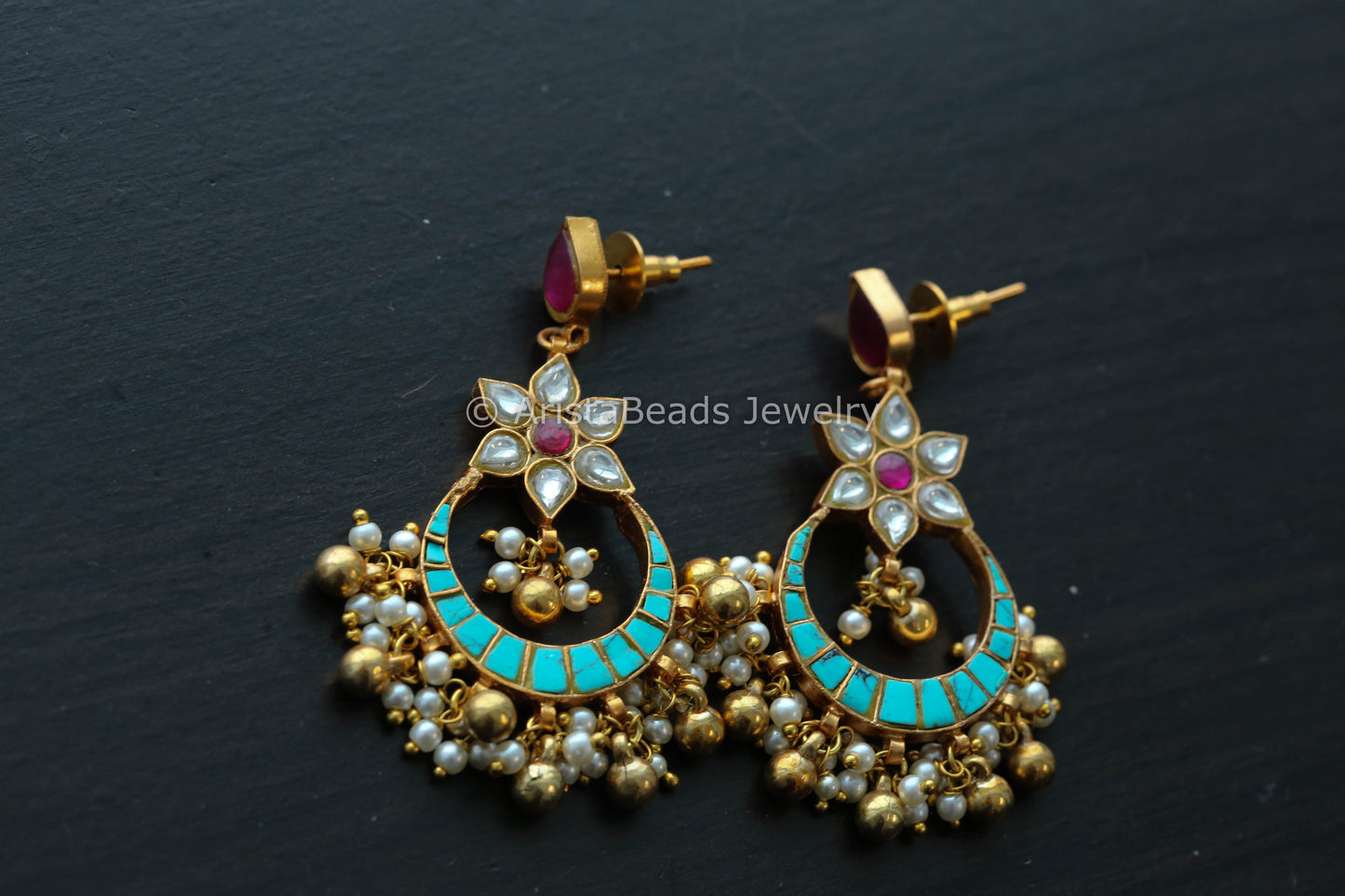 Jadau Turquoise Chandbaali